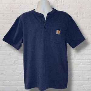 Carhartt K84 Men’s Henley Shirt Medium Blue Pocket Tee Loose Fit